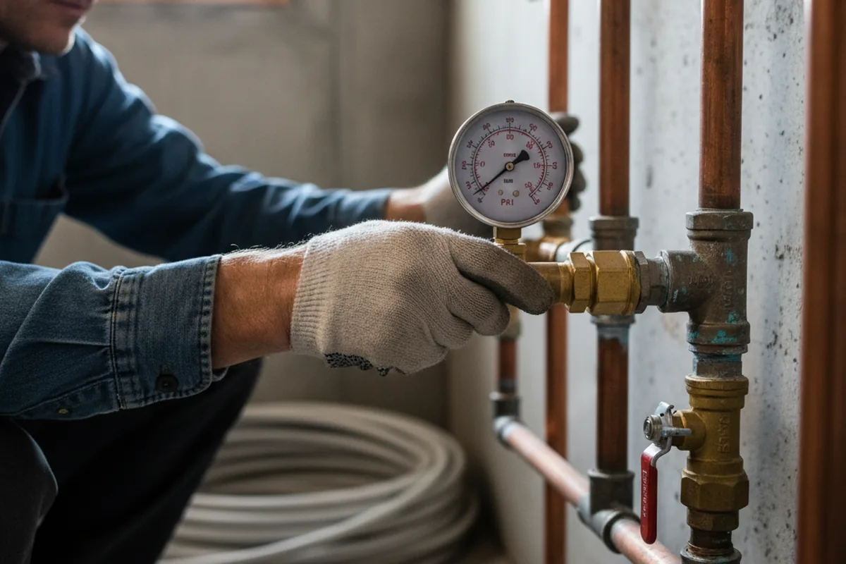 Pressure testing a repaired line during Water Line Repair in Ball Ground